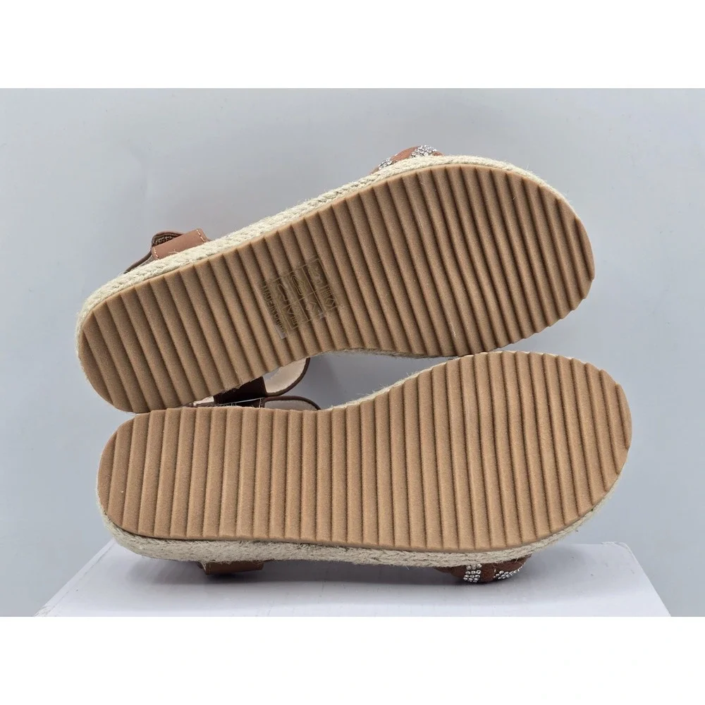 NIB Dream Pairs Girls Espadrille‎ Flatform Platform Wedge Sandal - Brown - Sz 13